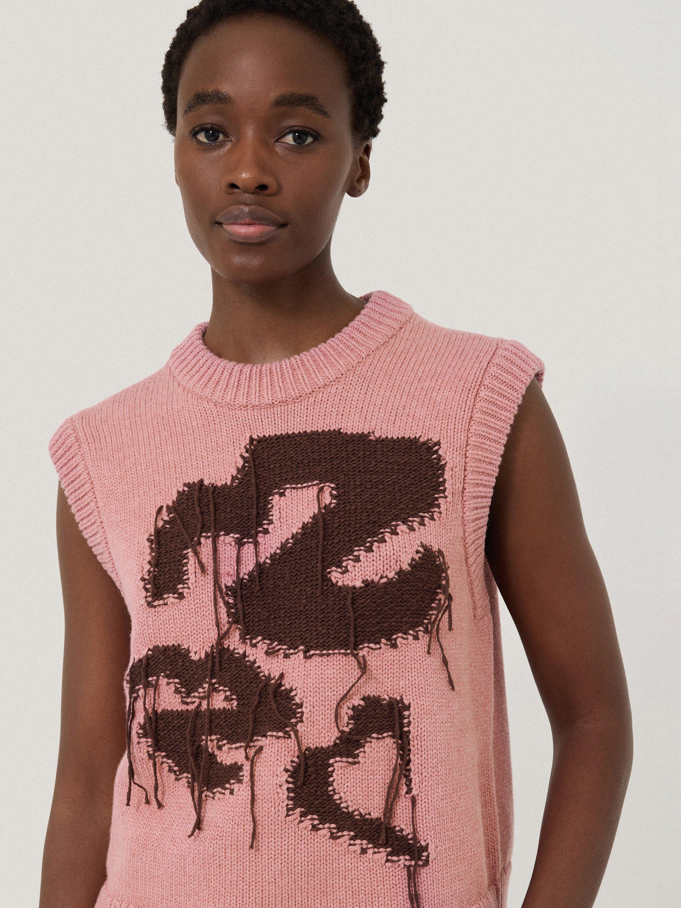Product image 3 of 8, which shows Jigsaw Graffiti Lips Tank Top, Pink/Brown, XS