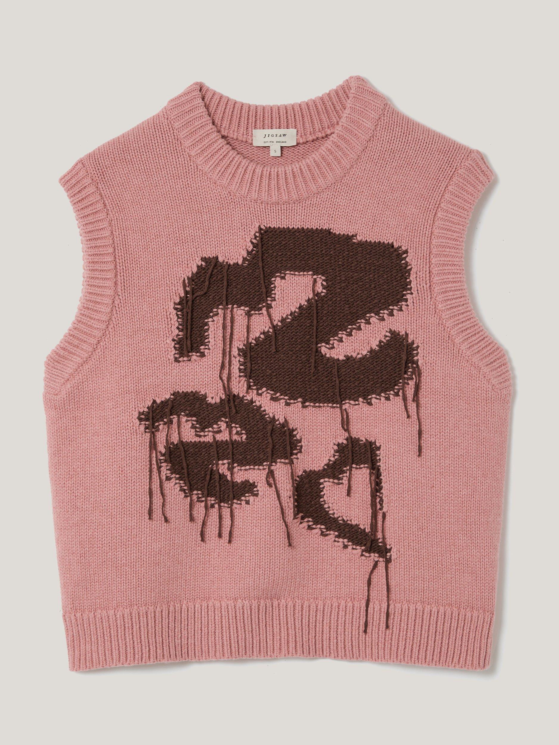 Product image 5 of 8, which shows Jigsaw Graffiti Lips Tank Top, Pink/Brown, XS
