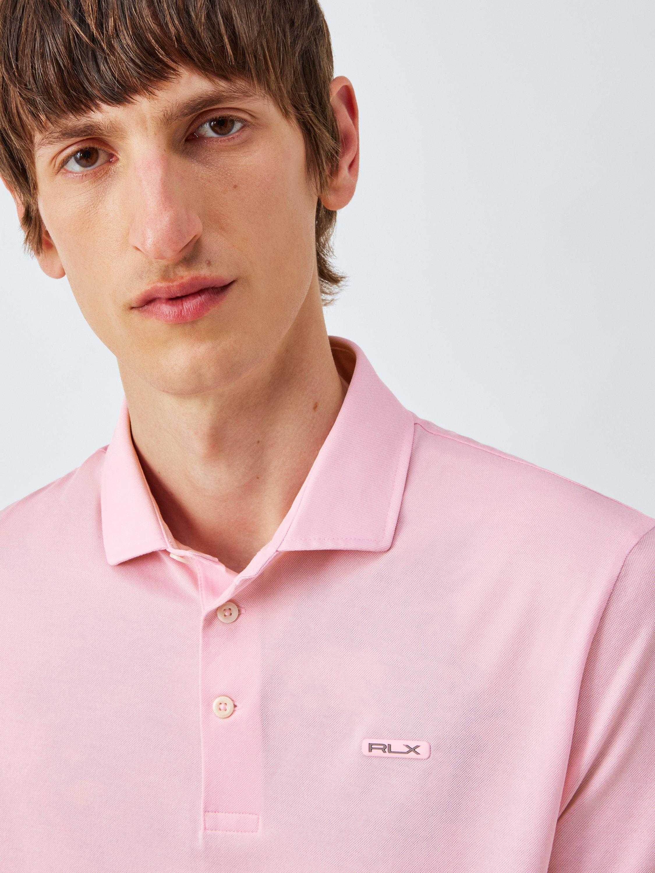 Product image 5 of 6, which shows Polo Golf by Ralph Lauren Cotton Blend Regular Fit Short Sleeve Polo Shirt, Garden Pink, S