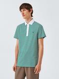 Polo Golf by Ralph Lauren Cotton Blend Regular Fit Striped Polo Shirt, Ceramic White/Kelly Green
