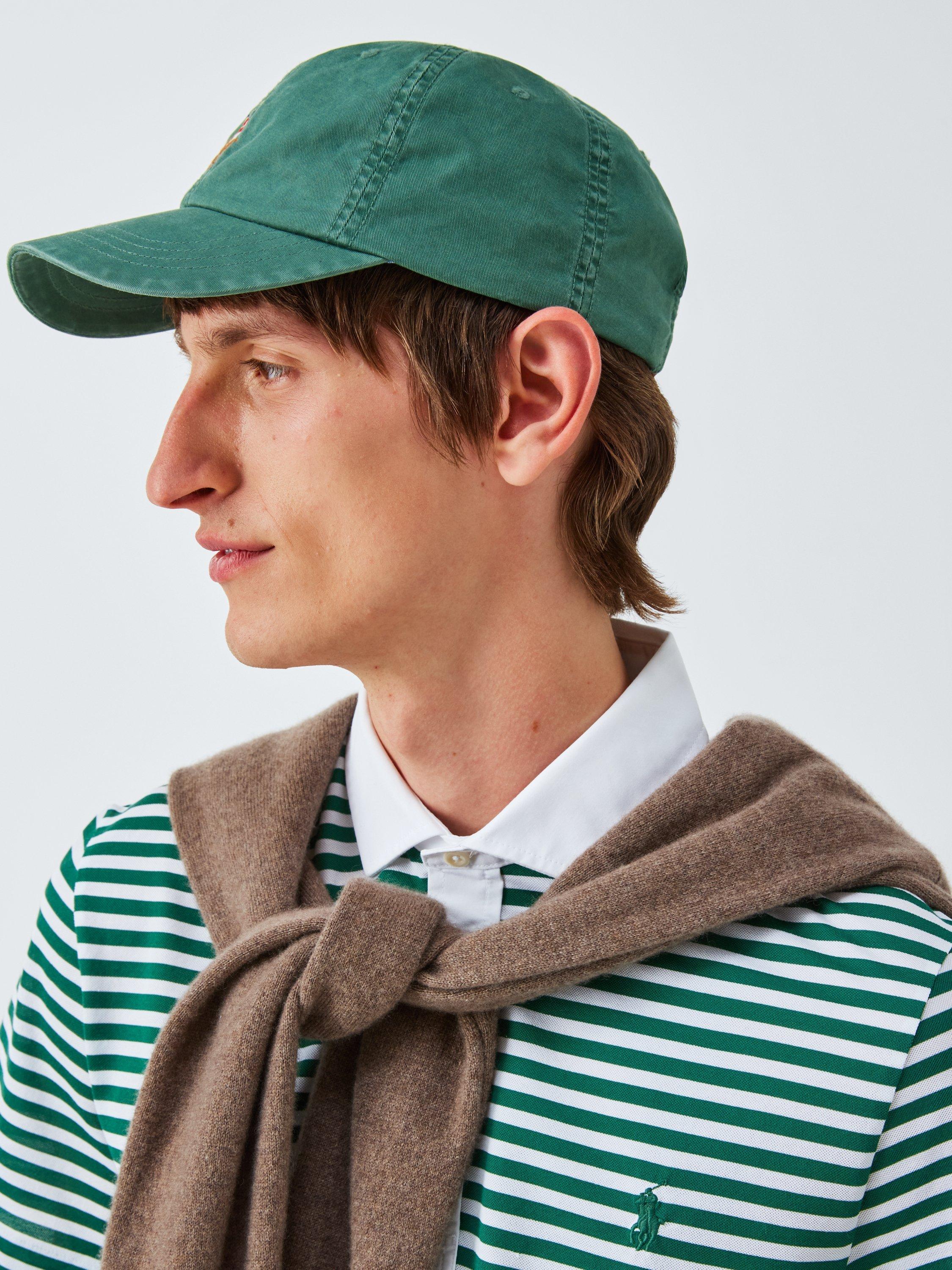 Product image 5 of 6, which shows Polo Golf by Ralph Lauren Cotton Blend Regular Fit Striped Polo Shirt, Ceramic White/Kelly Green, M
