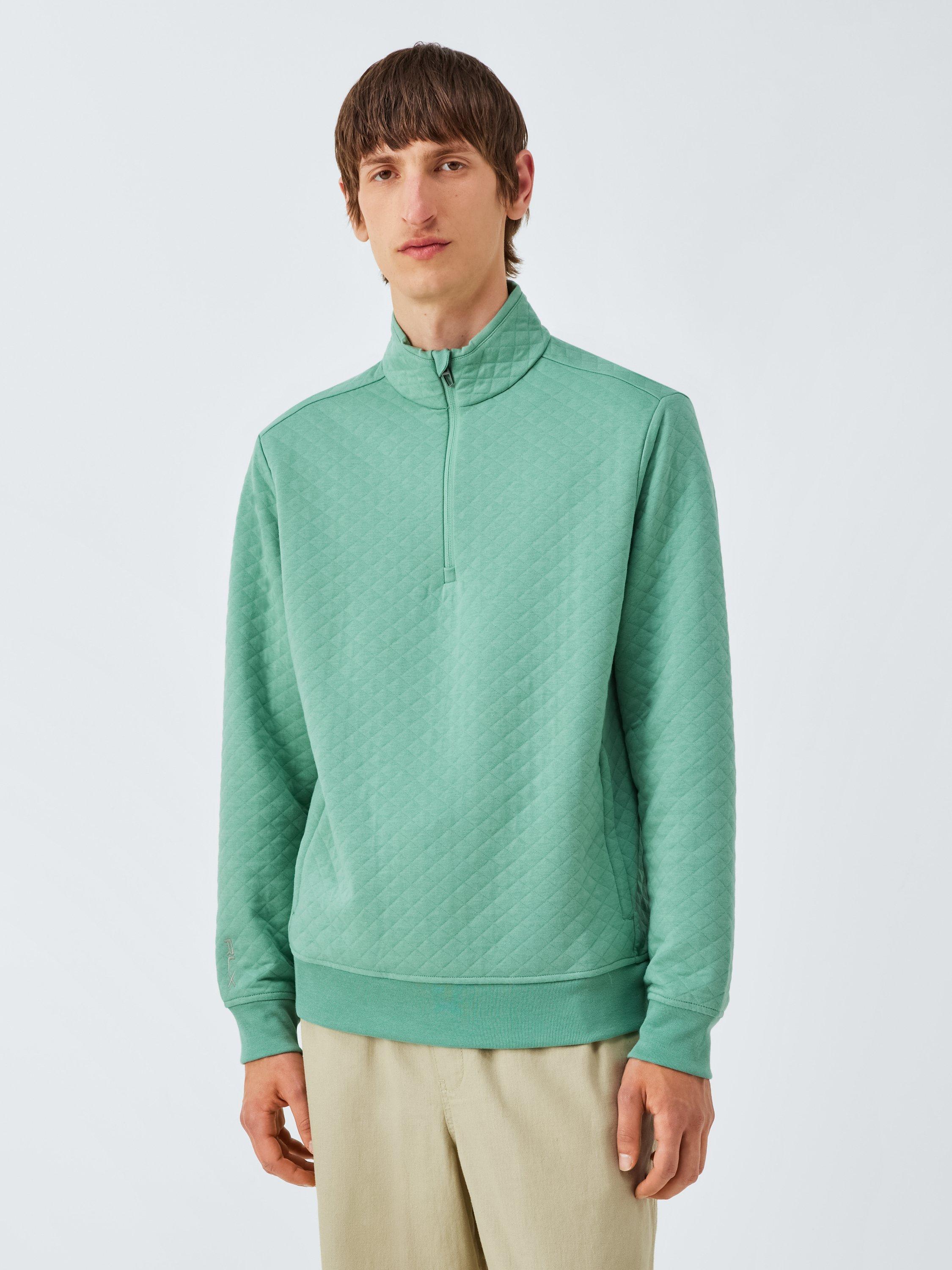 Product image 1 of 6, which shows Polo Golf by Ralph Lauren Double-Knit Quarter-Zip Sweatshirt, Faded Mint, M