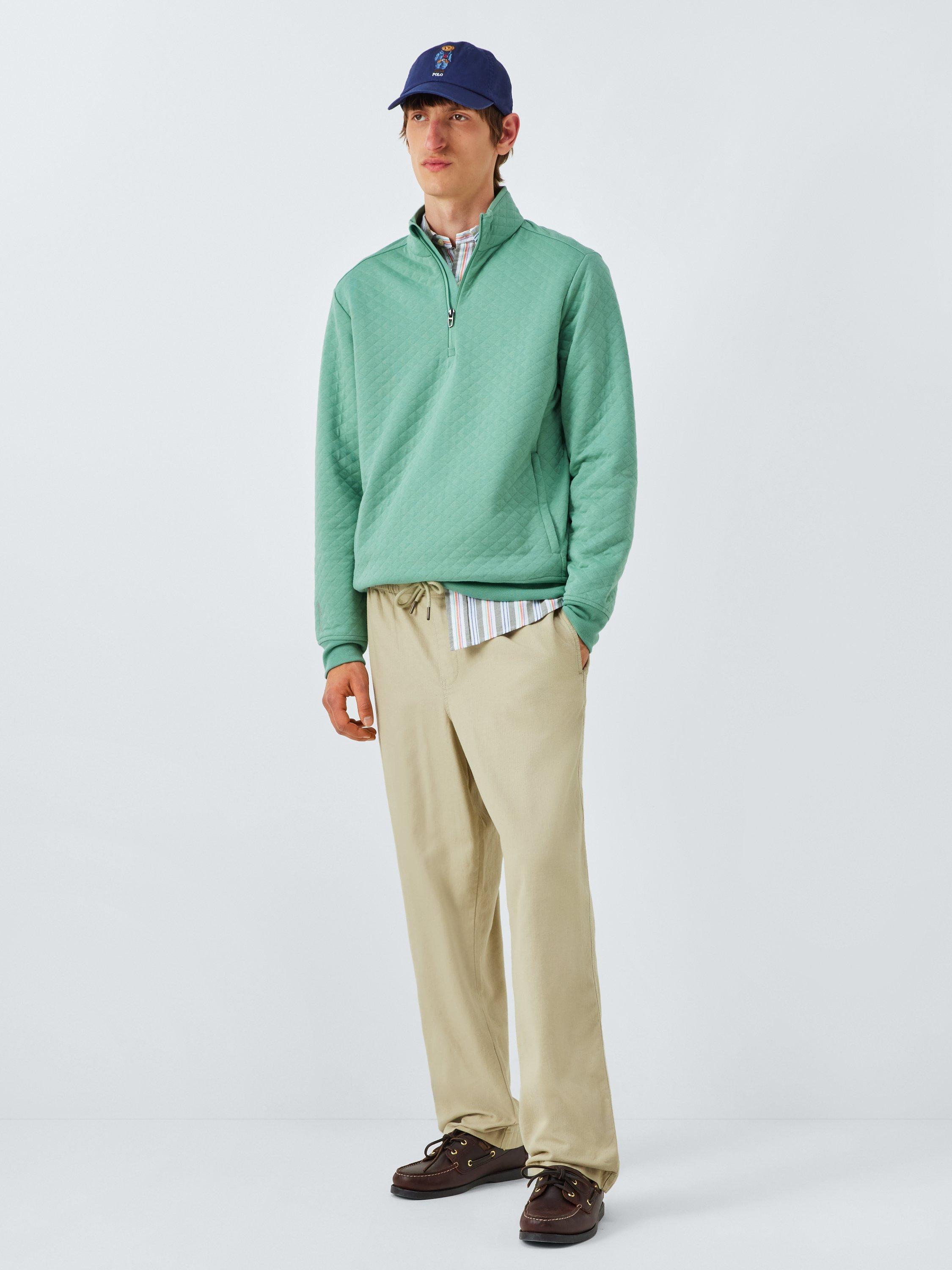 Product image 3 of 6, which shows Polo Golf by Ralph Lauren Double-Knit Quarter-Zip Sweatshirt, Faded Mint, M