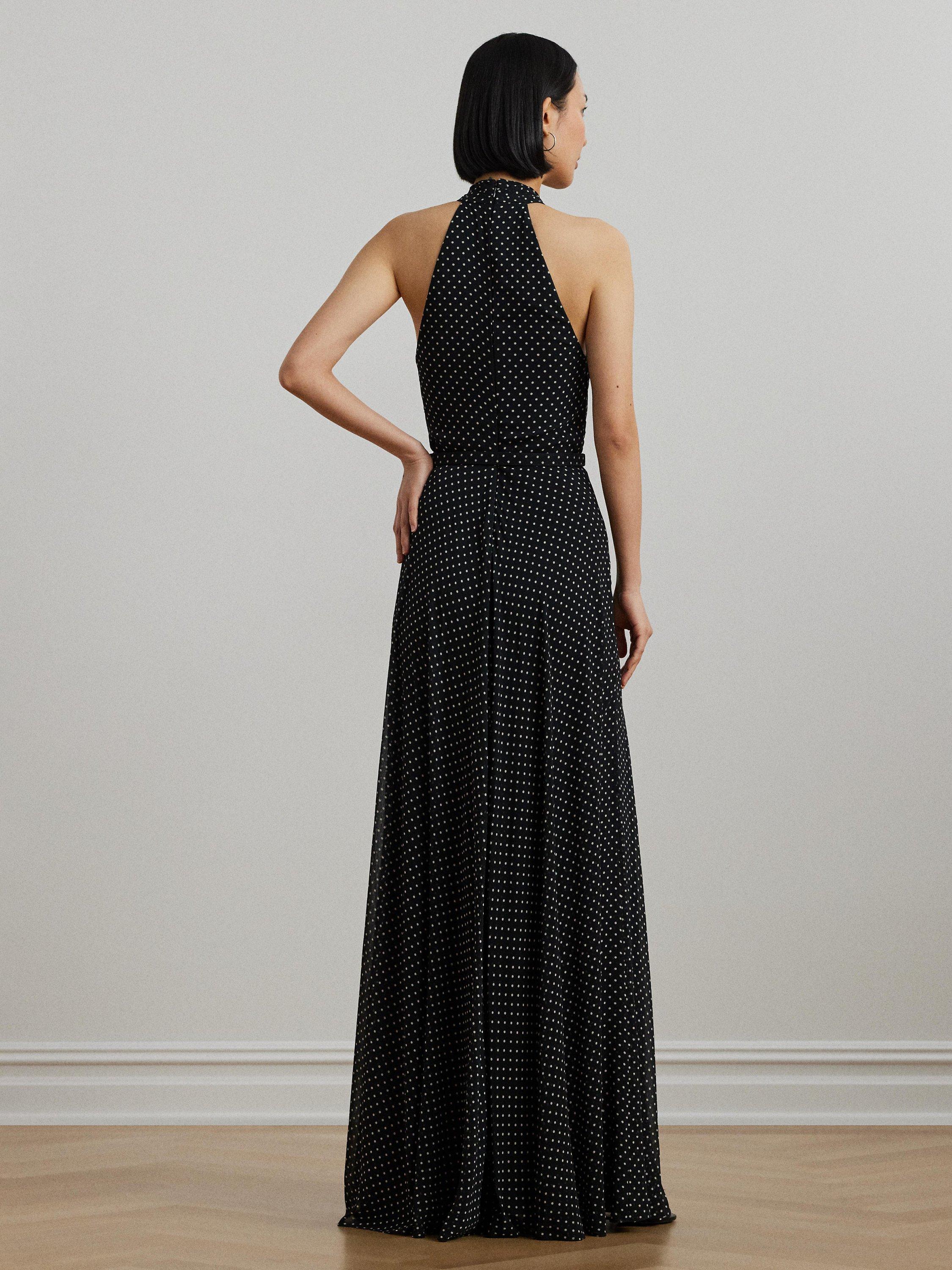 Product image 3 of 4, which shows Lauren Ralph Lauren Lefora Polka Dot Maxi Dress, Black/Cream, 10