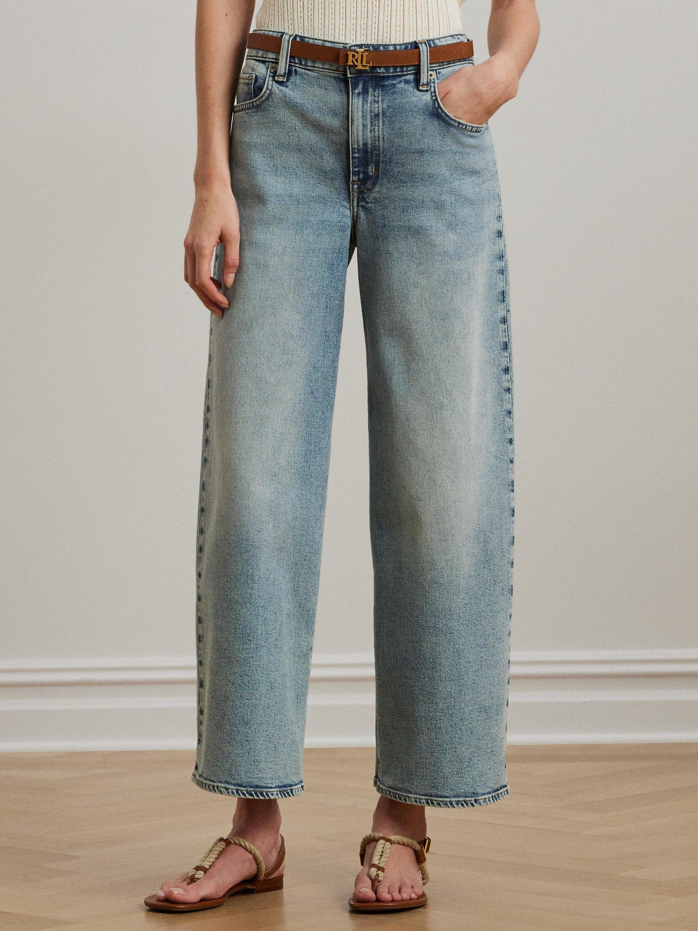 Product image 2 of 5, which shows Lauren Ralph Lauren Saira Wide Leg Cropped Jeans, Light Blue, 6
