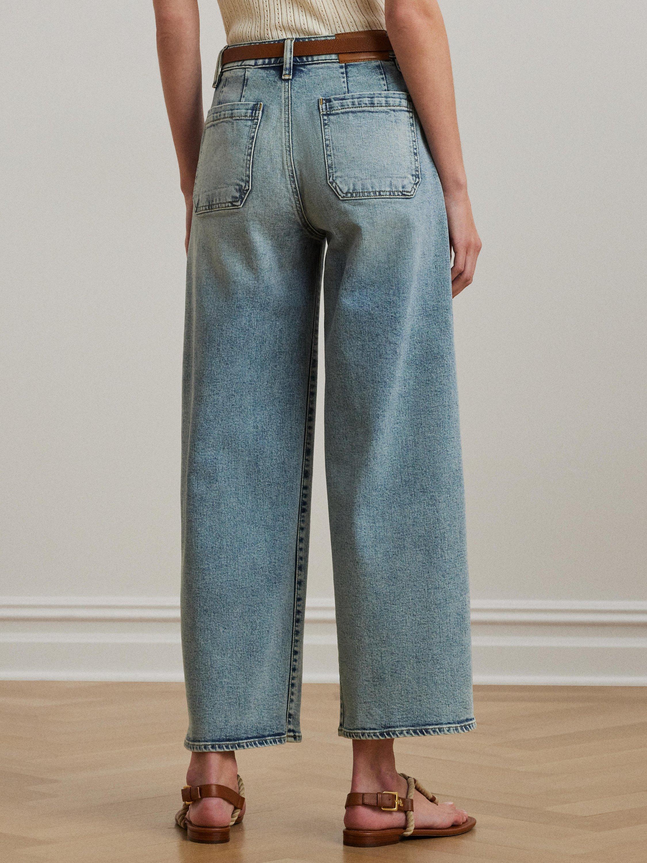 Product image 3 of 5, which shows Lauren Ralph Lauren Saira Wide Leg Cropped Jeans, Light Blue, 6