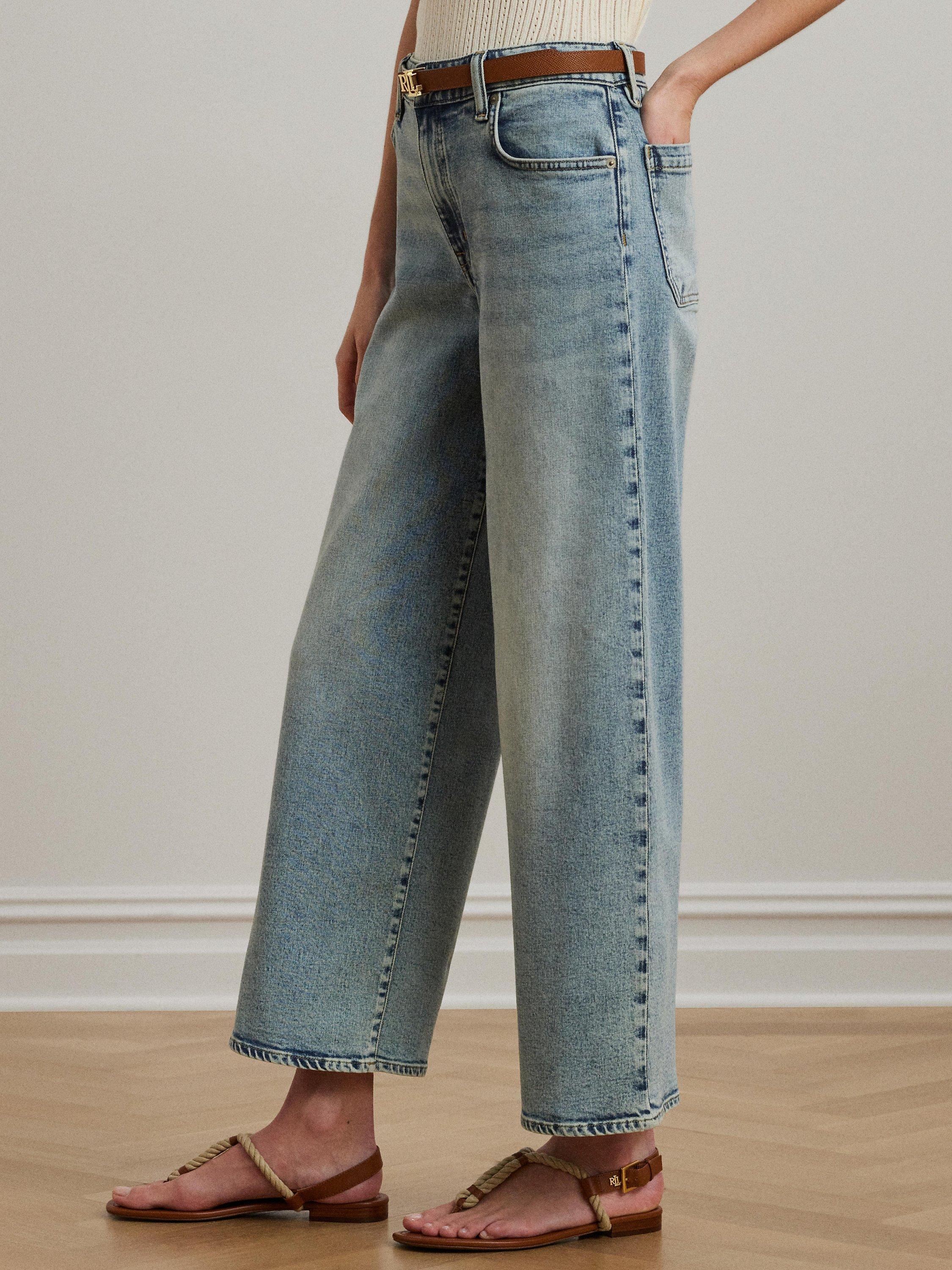 Product image 4 of 5, which shows Lauren Ralph Lauren Saira Wide Leg Cropped Jeans, Light Blue, 6