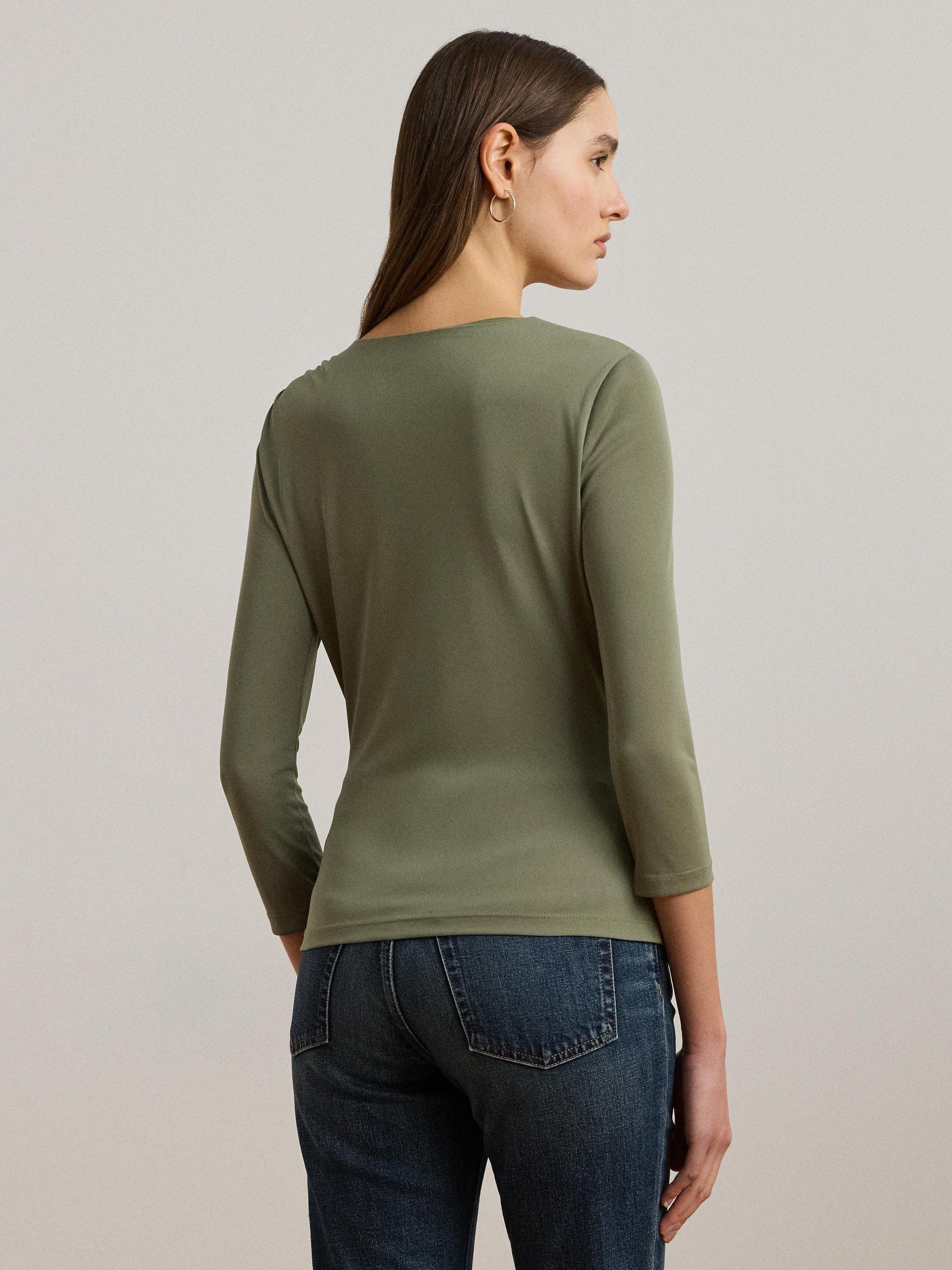 Product image 4 of 4, which shows Lauren Ralph Lauren Ataine Asymmetric Top, Sage Green, XS