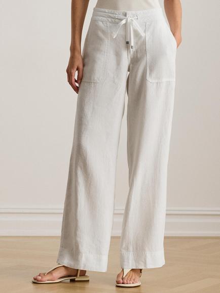 Lauren Ralph Lauren Jovonie Linen Wide Leg Trousers, White