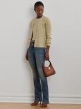Lauren Ralph Lauren Denzel Rib Knit Long Sleeve Cardigan, Mineral Gold