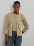 Lauren Ralph Lauren Denzel Rib Knit Long Sleeve Cardigan, Mineral Gold