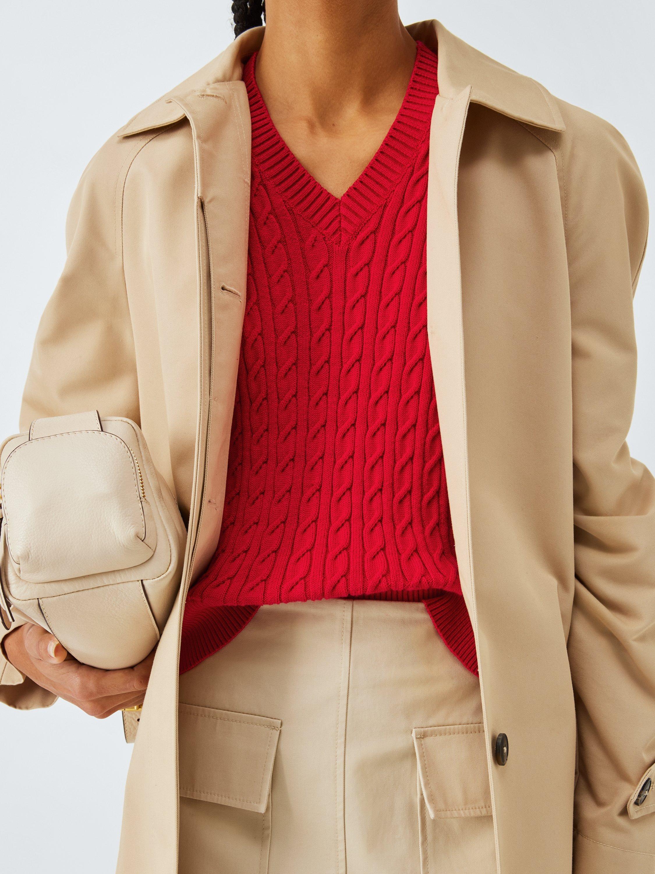 Product image 5 of 6, which shows Barbour Hartland Cotton Cable Knit Vest, Crimson Red, 8