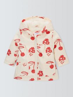 John Lewis Baby Borg Cherry Print Rain Mac, Multi, Multi
