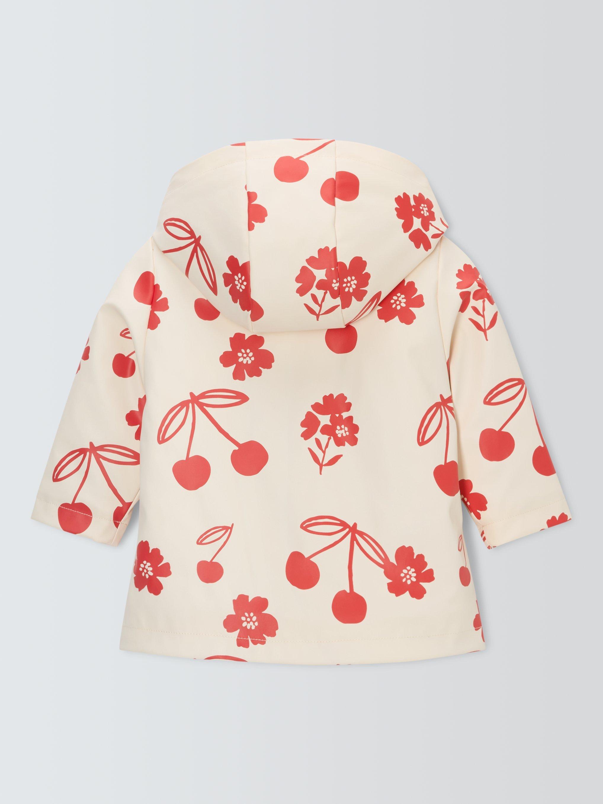 Product image 2 of 3, which shows John Lewis Baby Borg Cherry Print Rain Mac, Multi, 3-6 months