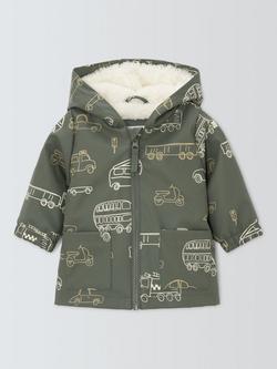 John Lewis Baby Zip Down Car Print Mac, Multi, Multi