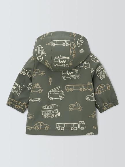 John Lewis Baby Zip Down Car Print Mac, Multi - view 2, Multi