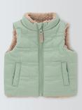 John Lewis Baby Crocodile Quilted Reversible Gilet, Green