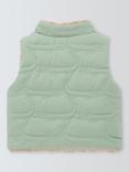 John Lewis Baby Crocodile Quilted Reversible Gilet, Green