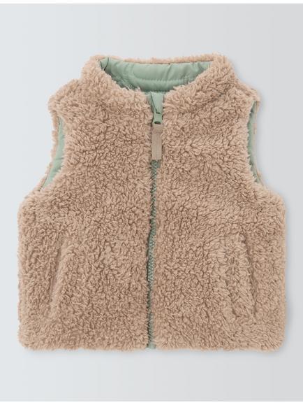 John Lewis Baby Crocodile Quilted Reversible Gilet, Green - view 2, Green