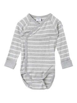 Polarn O. Pyret Baby Organic Cotton Stripe Bodysuit, Grey, Grey