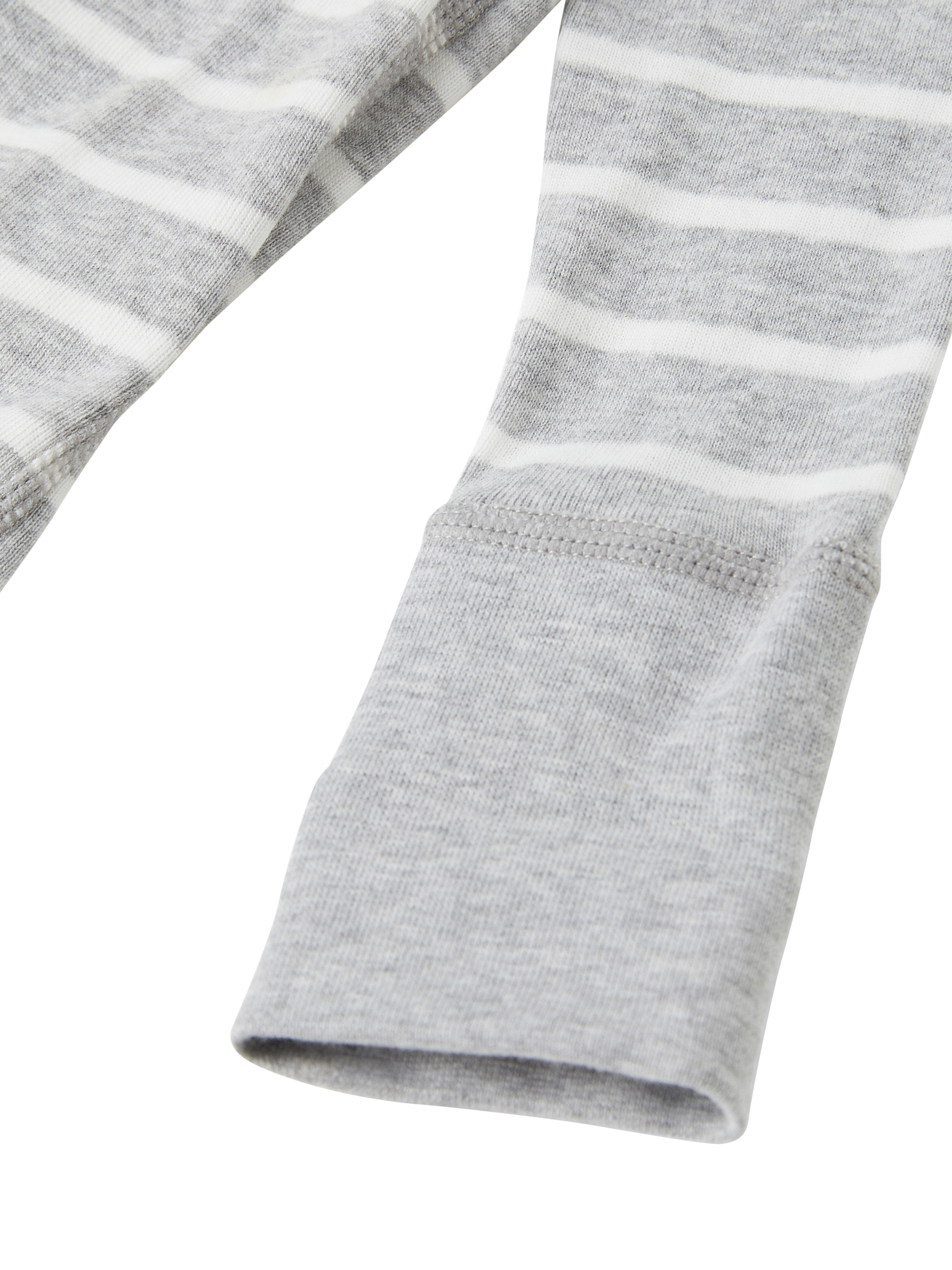 Product image 3 of 3, which shows Polarn O. Pyret Baby Organic Cotton Stripe Bodysuit, Grey, Earl years