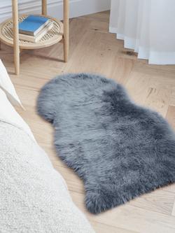 John Lewis New Zealand Single Sheepskin Rug - view 2, Bluestone