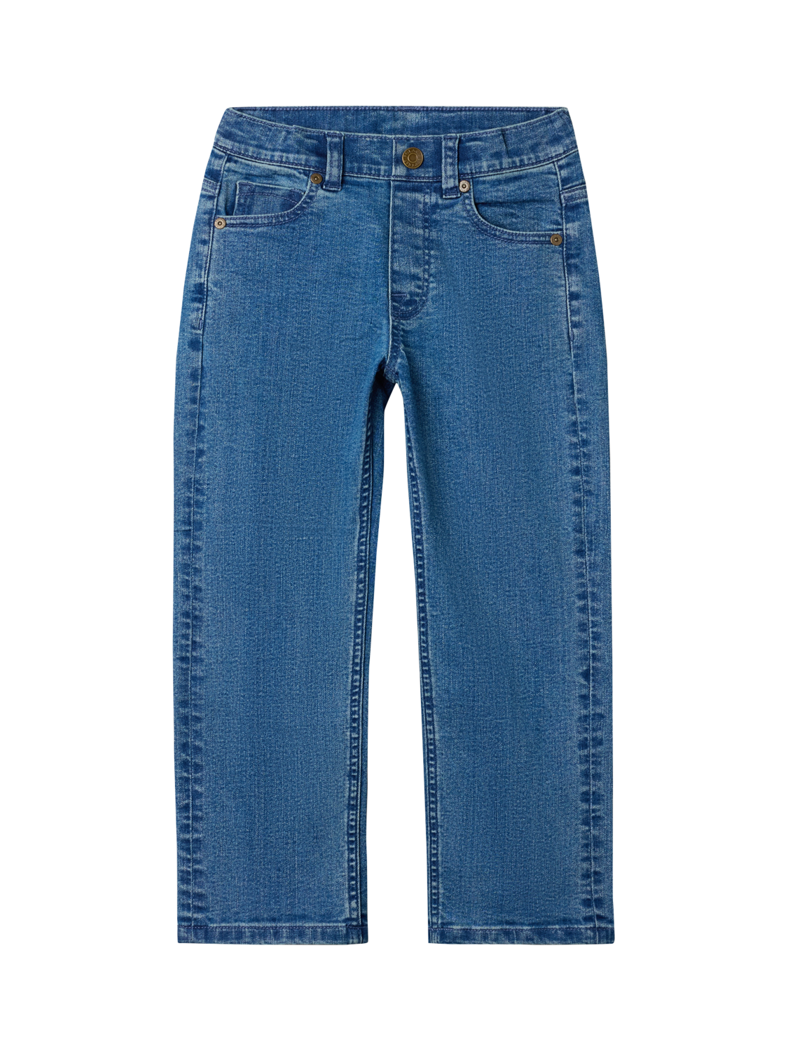 Product image 1 of 5, which shows Polarn O. Pyret Kids' Classic Jeans, Blue, 12-18 months