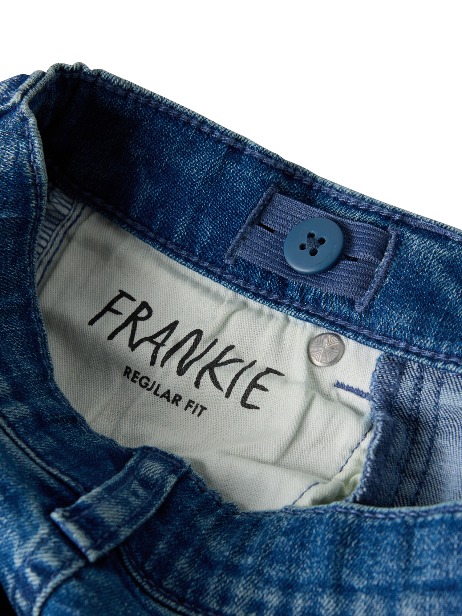 Product image 2 of 5, which shows Polarn O. Pyret Kids' Classic Jeans, Blue, 12-18 months