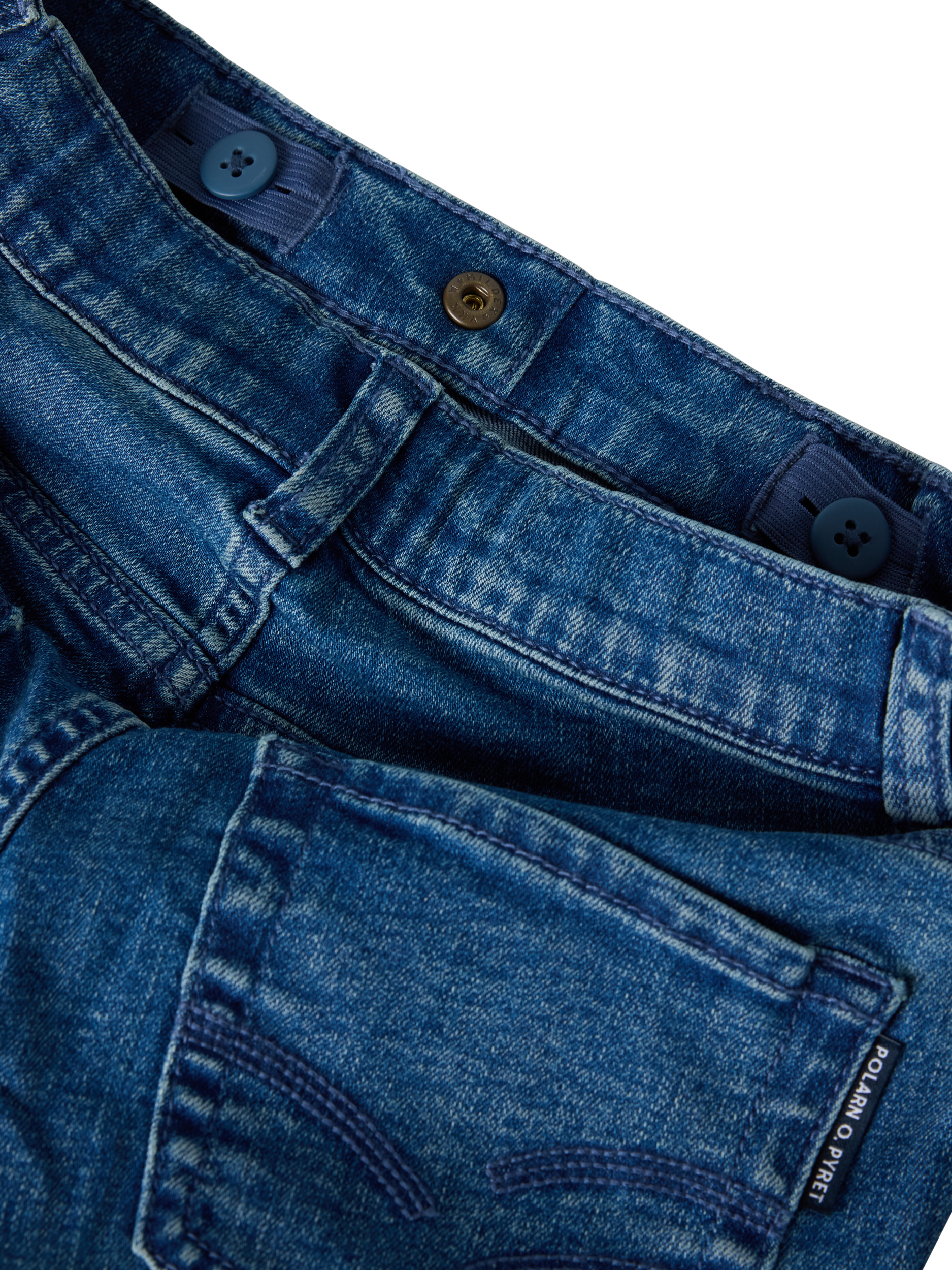 Product image 3 of 5, which shows Polarn O. Pyret Kids' Classic Jeans, Blue, 12-18 months