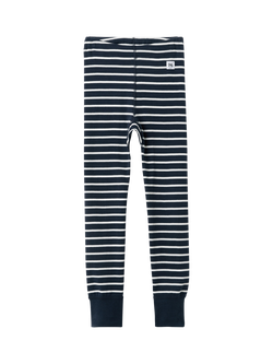 Polarn O. Pyret Kids' Organic Cotton Stripe Leggings, Blue, Blue