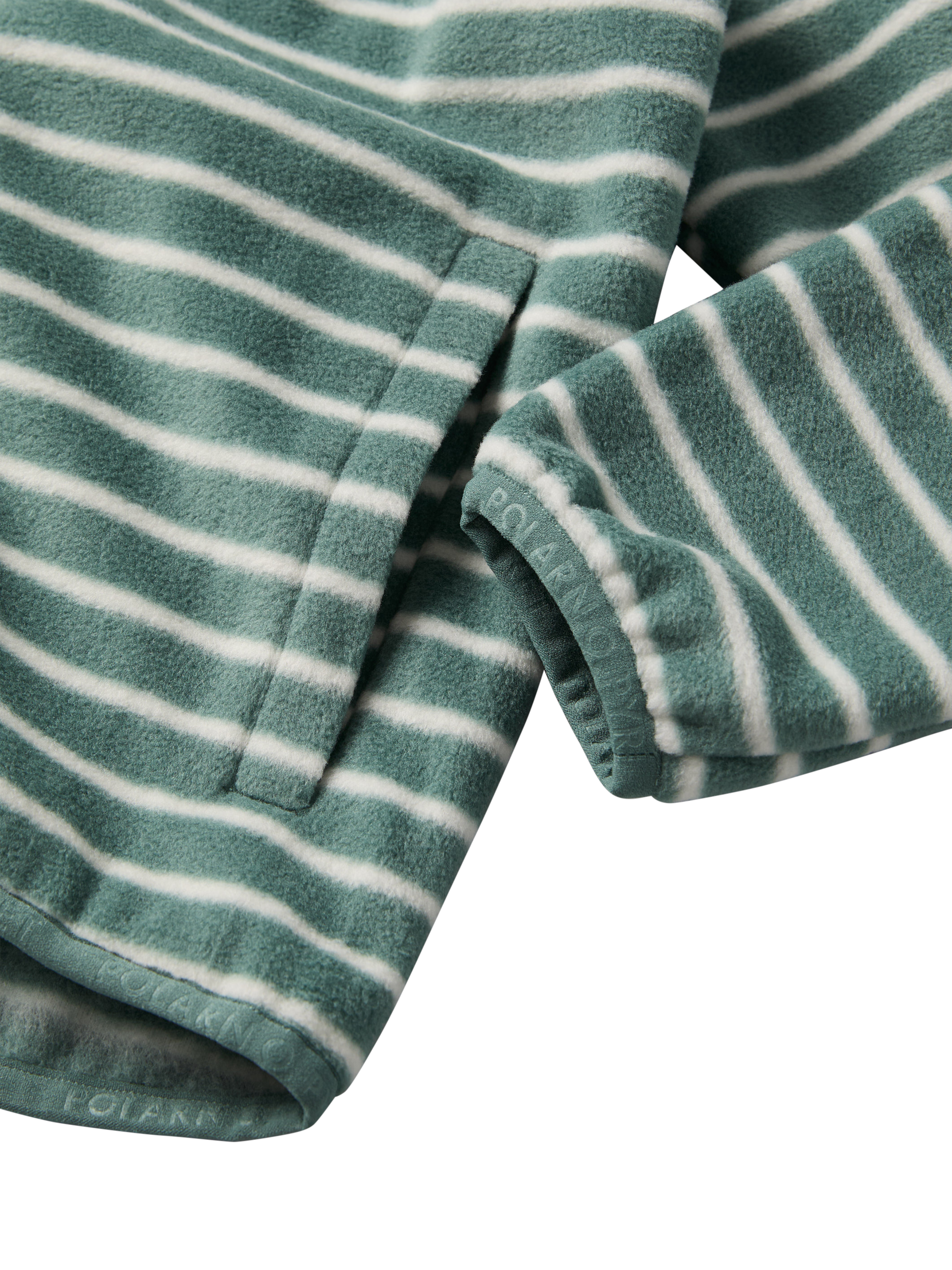 Product image 2 of 4, which shows Polarn O. Pyret Striped Fleece Jacket, Green, 6-12 months