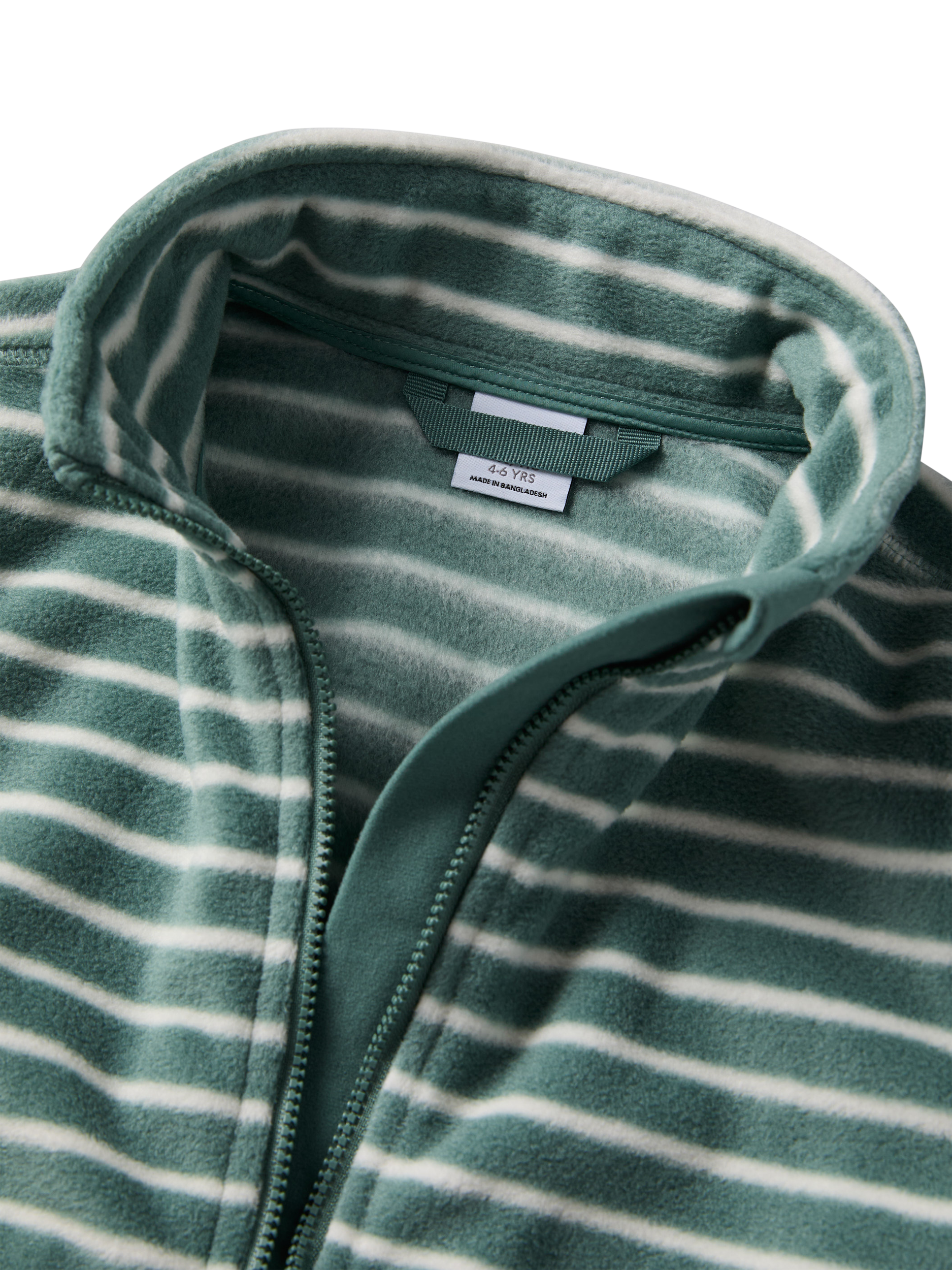 Product image 3 of 4, which shows Polarn O. Pyret Striped Fleece Jacket, Green, 6-12 months