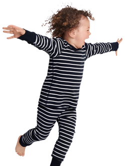 Polarn O. Pyret Kids' Organic Cotton Stripe Long Sleeve Top, Blue, Blue