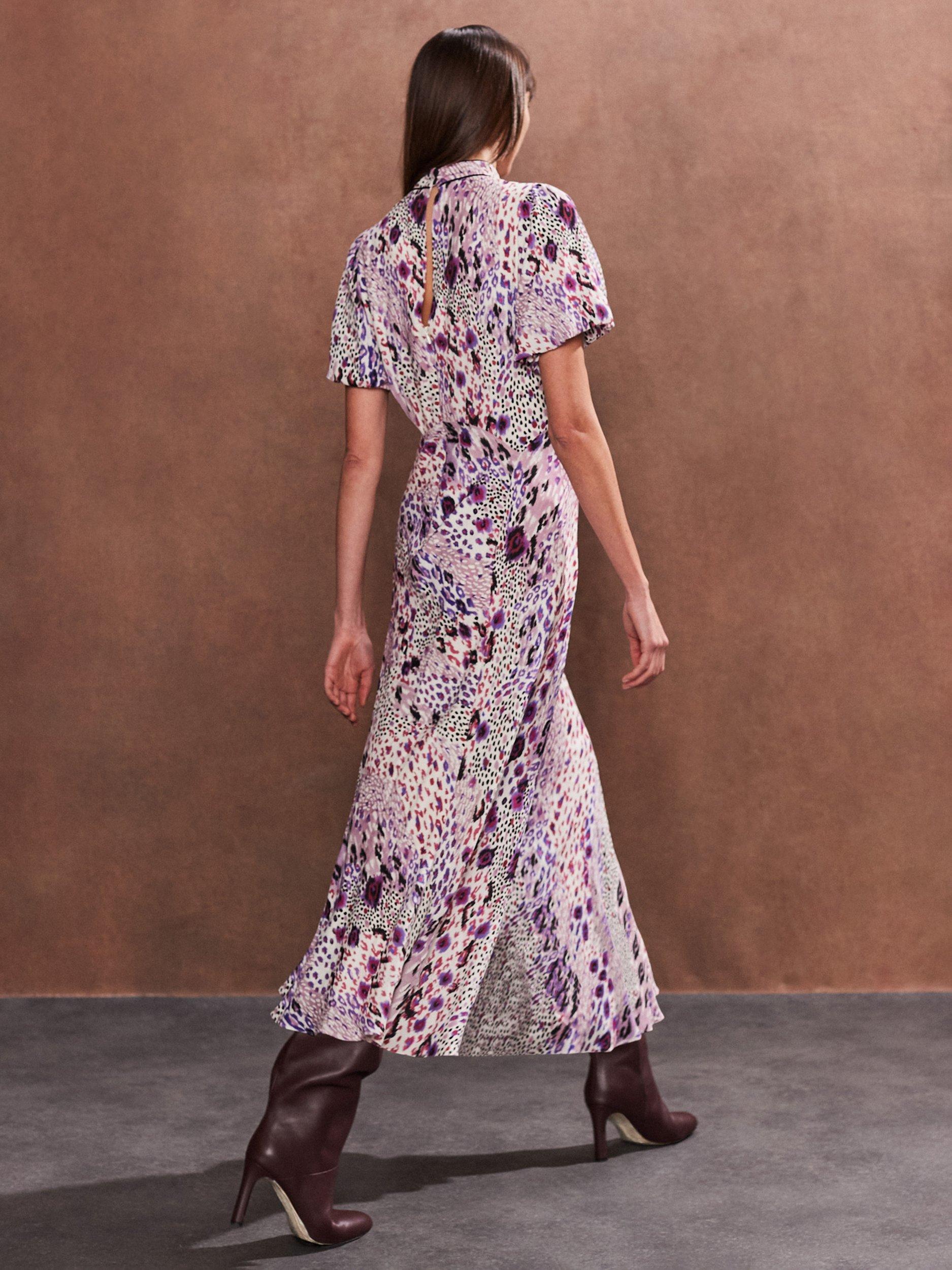 Product image 4 of 4, which shows Ro&Zo Petite Elodie Animal Print High Neck Dress, Pink, 10Pt