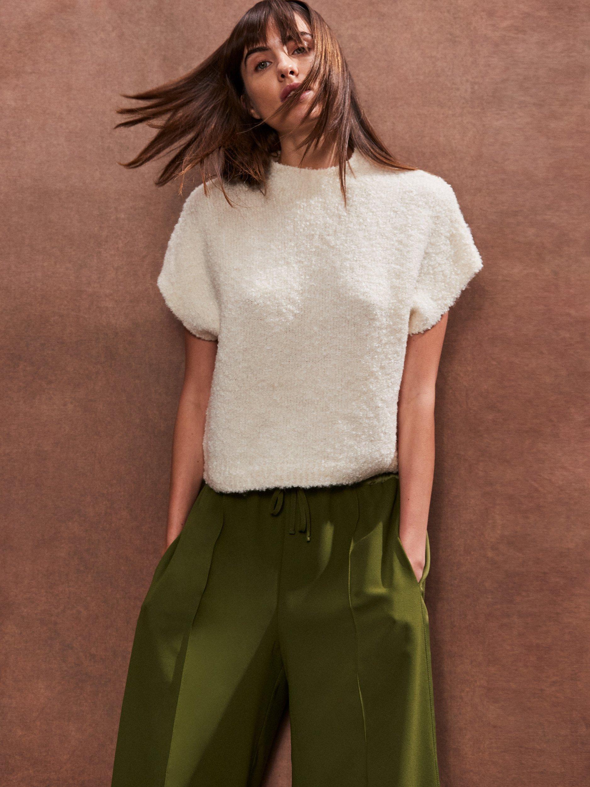 Product image 1 of 4, which shows Ro&Zo Fluffy Knit T-Shirt, Natural, L