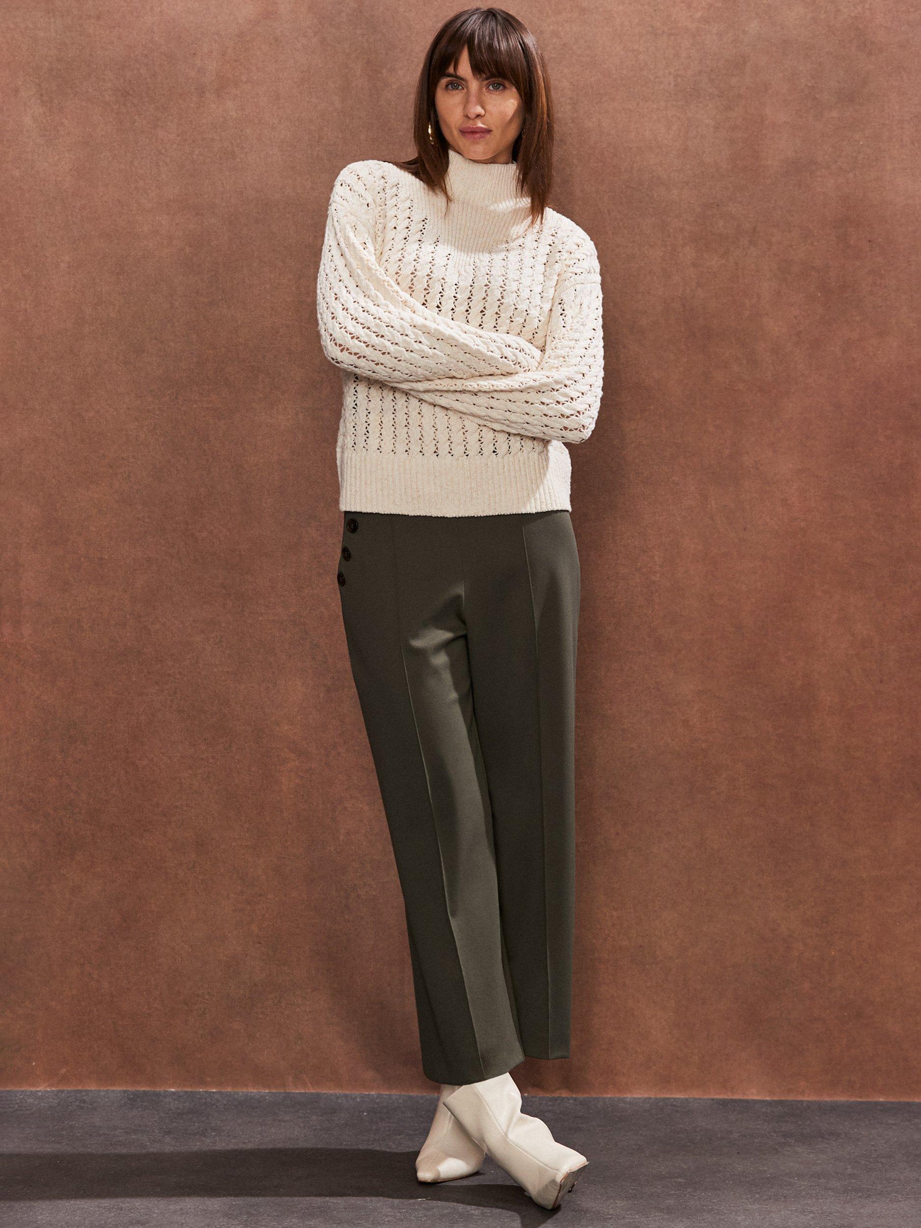 Product image 3 of 4, which shows Ro&Zo Ponte Twill Culotte Trousers, Green, 16