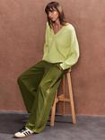 Ro&Zo Side Stripe Satin Trousers, Olive, Olive