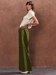 Ro&Zo Side Stripe Satin Trousers, Olive, Olive