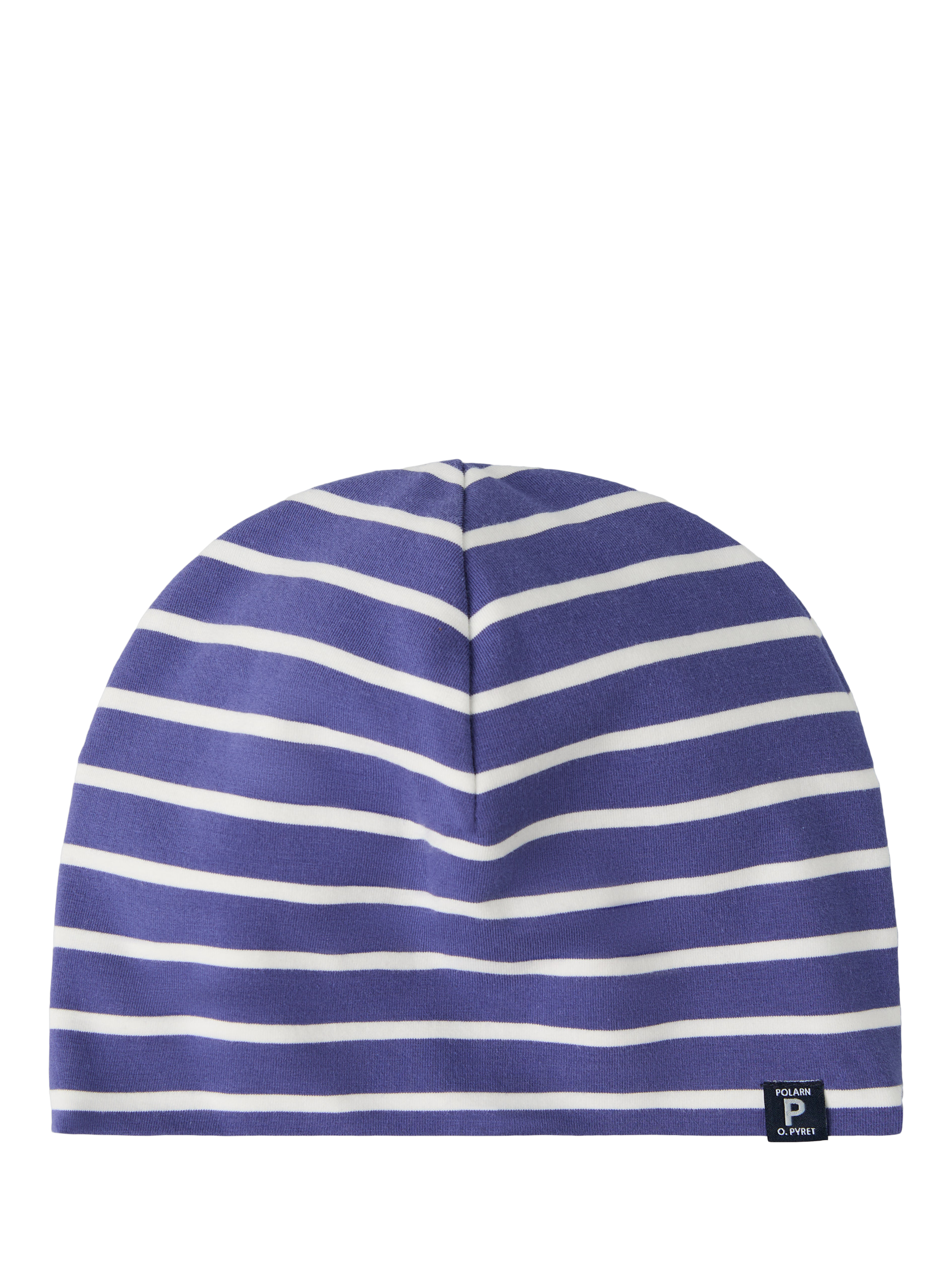 Polarn O. Pyret Kids' Organic Cotton Striped Beanie Hat, Blue/Multi
