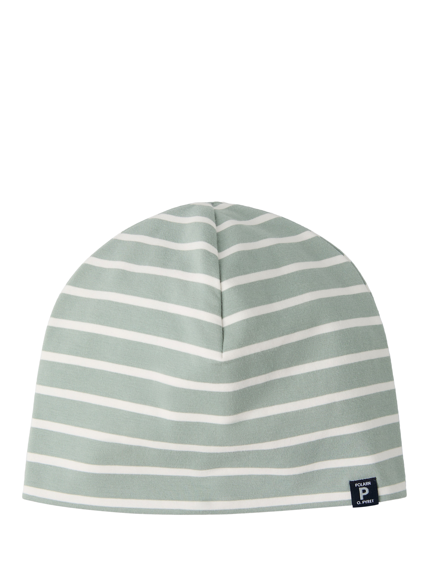Polarn O. Pyret Kids' Organic Cotton Striped Beanie Hat, Green/Multi