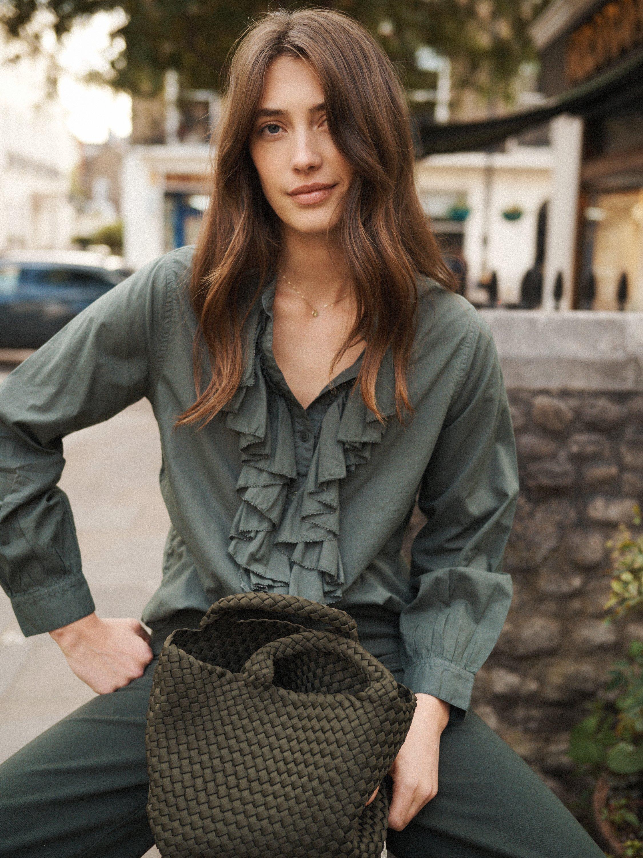 Product image 2 of 7, which shows NRBY Suzie Frill Shirt, Khaki, XS