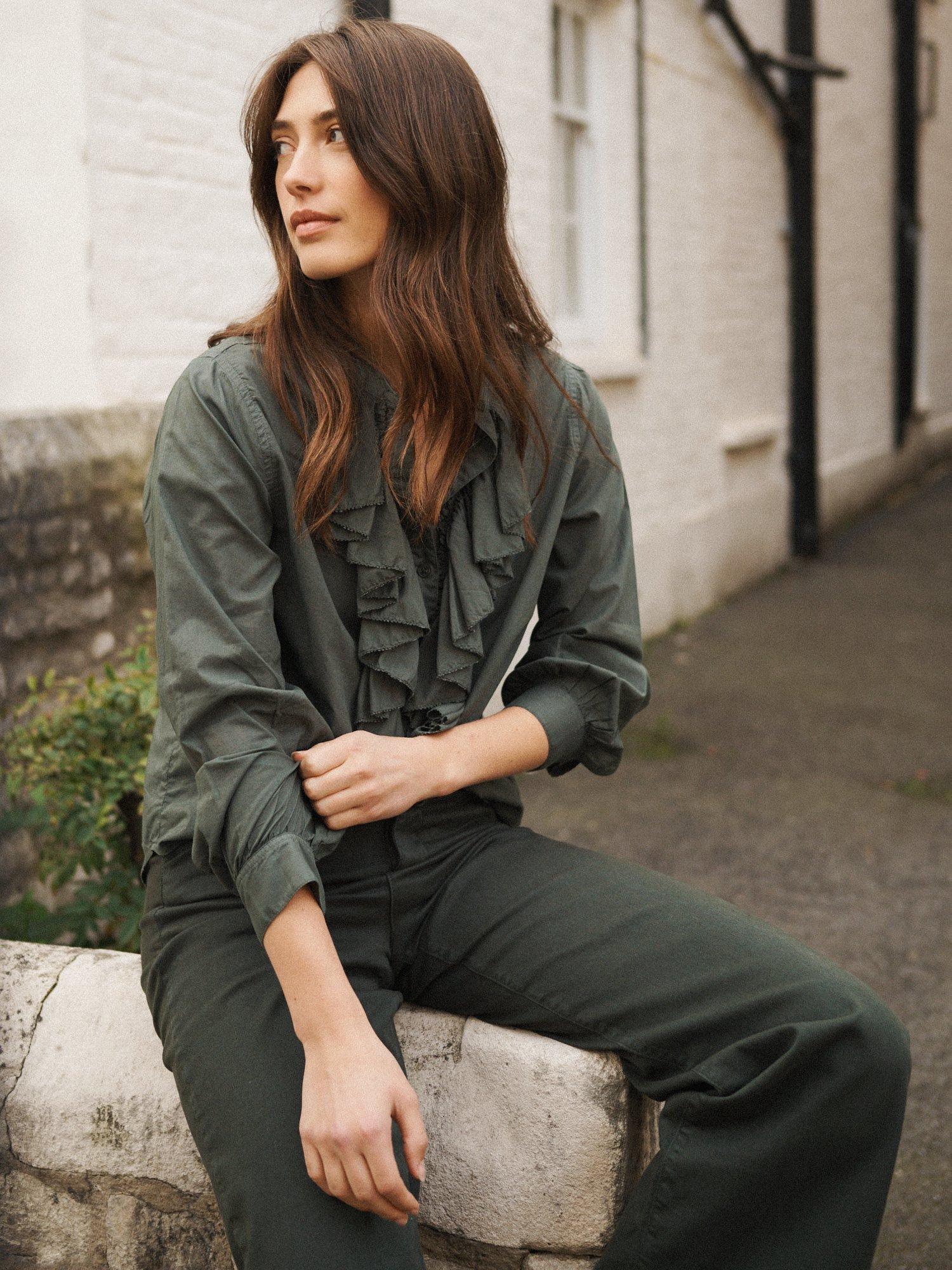 Product image 7 of 7, which shows NRBY Suzie Frill Shirt, Khaki, XS