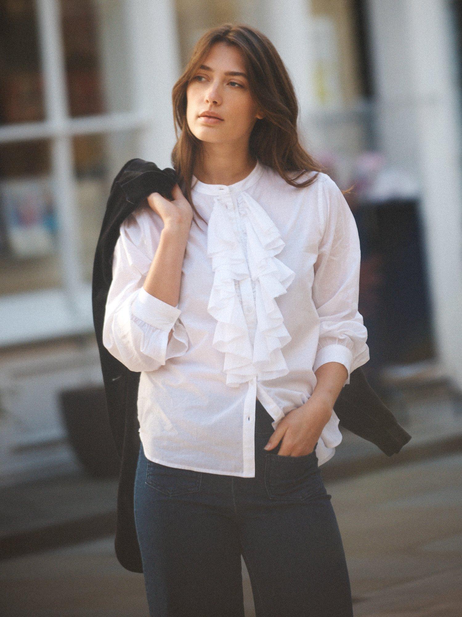 Product image 7 of 7, which shows NRBY Suzie Frill Shirt, White, XS