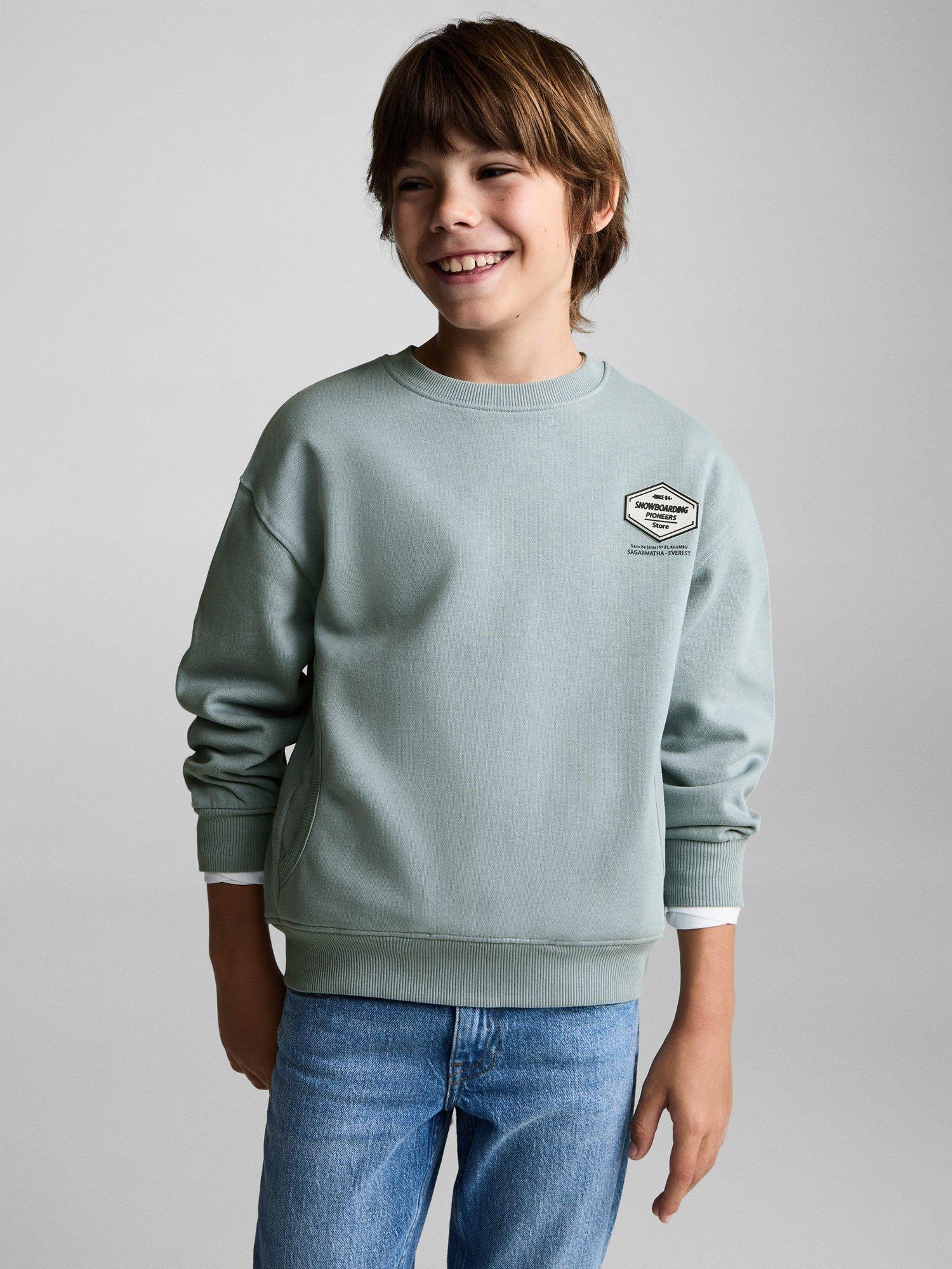 Mango Printed Sweatshirt Medium Blue