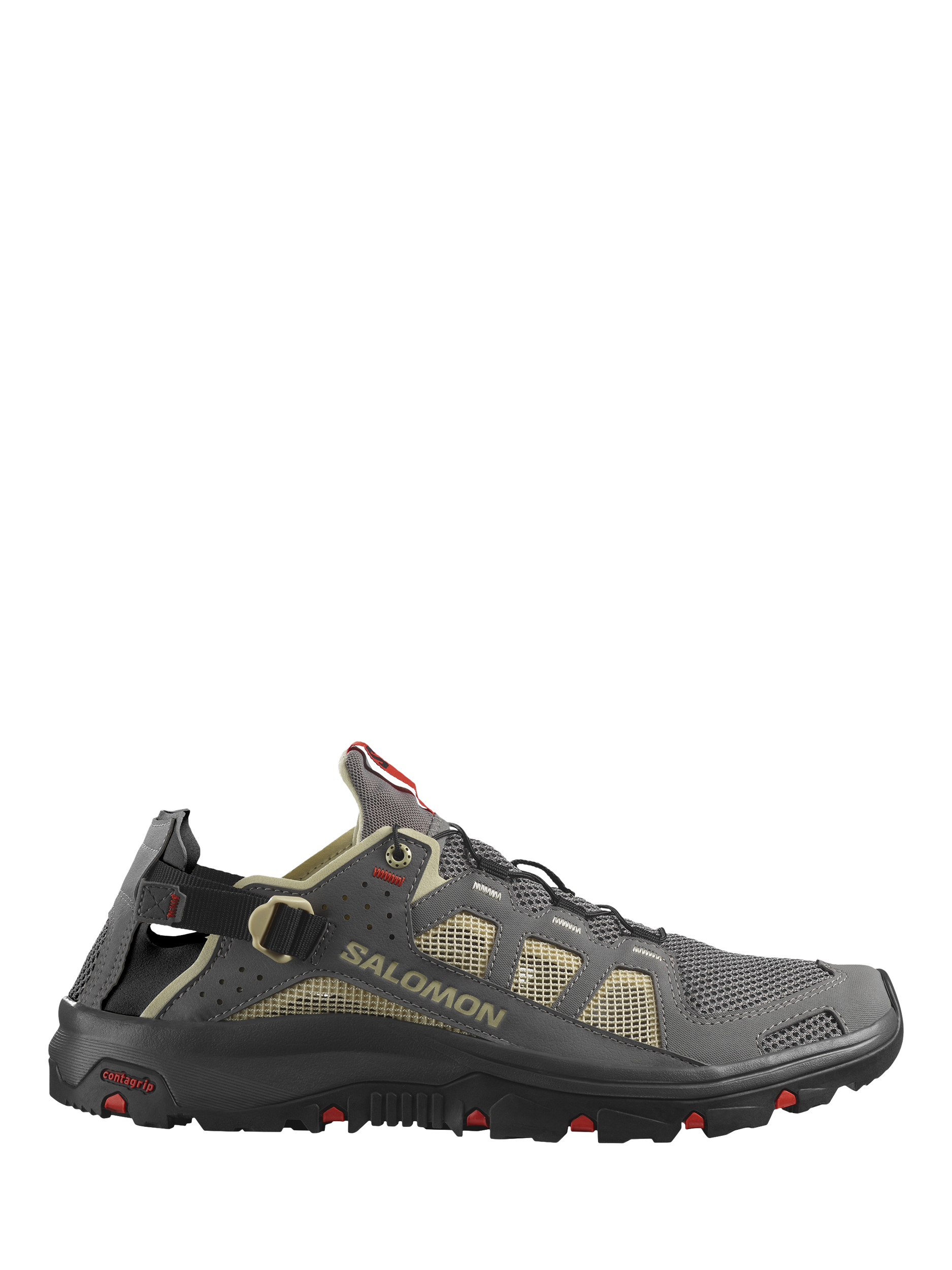 Product image 1 of 5, which shows Salomon Men's Techamphibian 5 Water Shoes, Moth/Fiery Red, 7