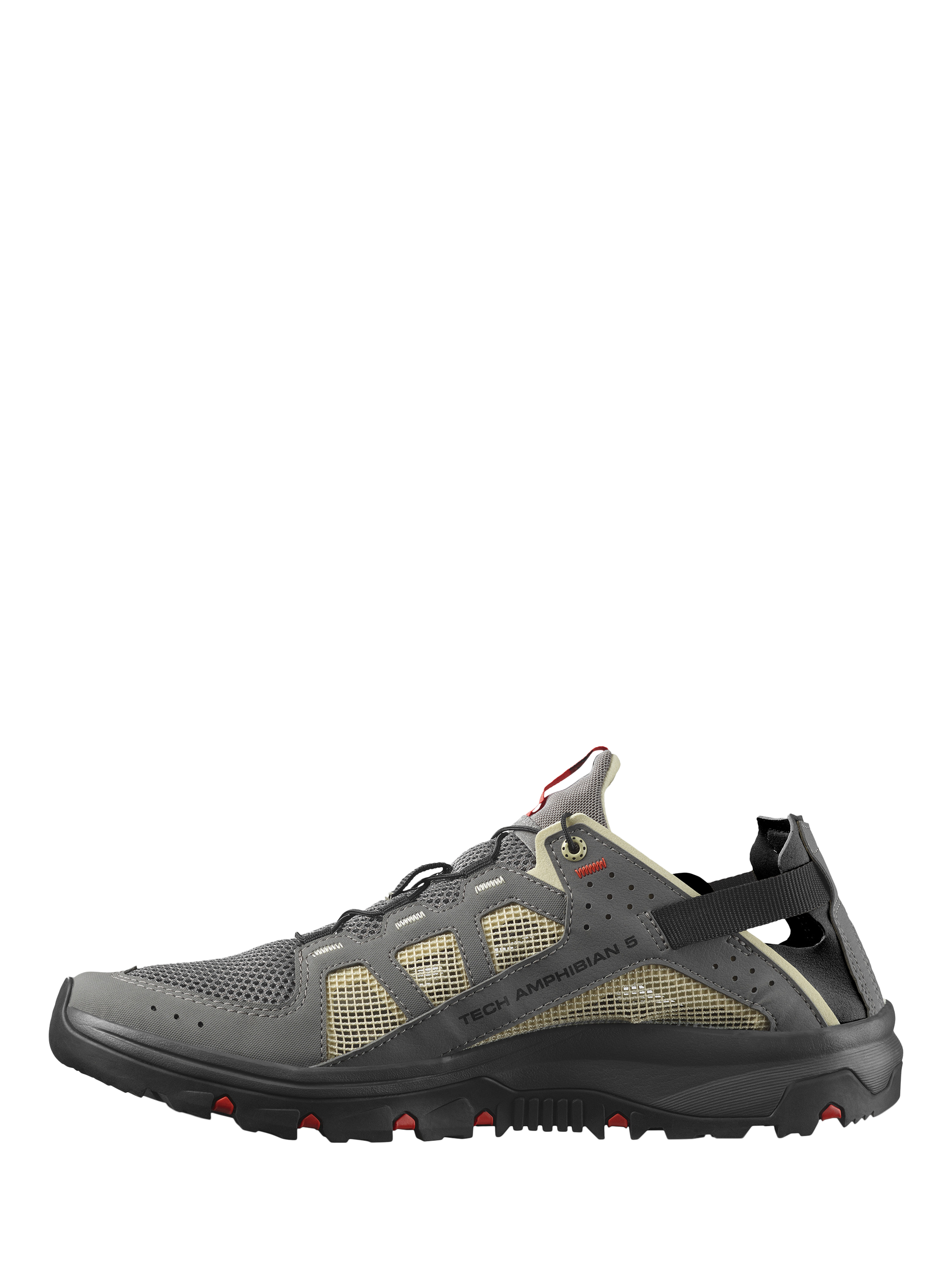 Product image 5 of 5, which shows Salomon Men's Techamphibian 5 Water Shoes, Moth/Fiery Red, 7