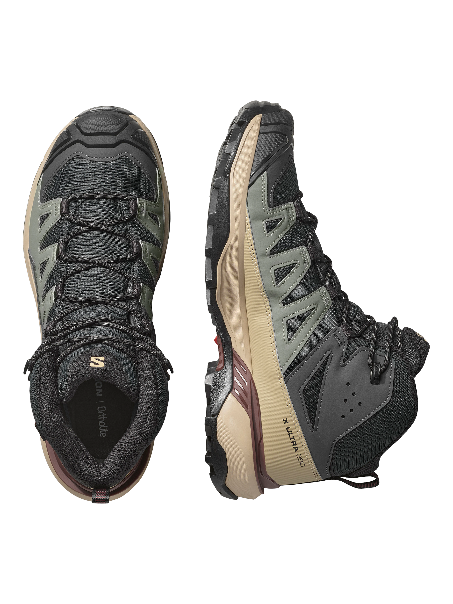Product image 3 of 5, which shows Salomon Men's X Ultra 360 Mid Gore-Tex Hiking Shoes, Phantom/Desert, 7