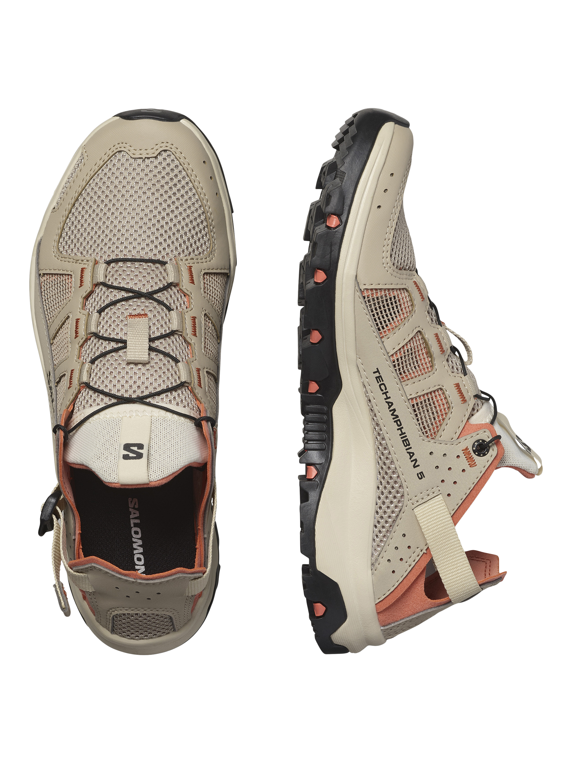 Product image 3 of 5, which shows Salomon Women's Techamphibian 5 Water Shoes, Brown Light, 5.5