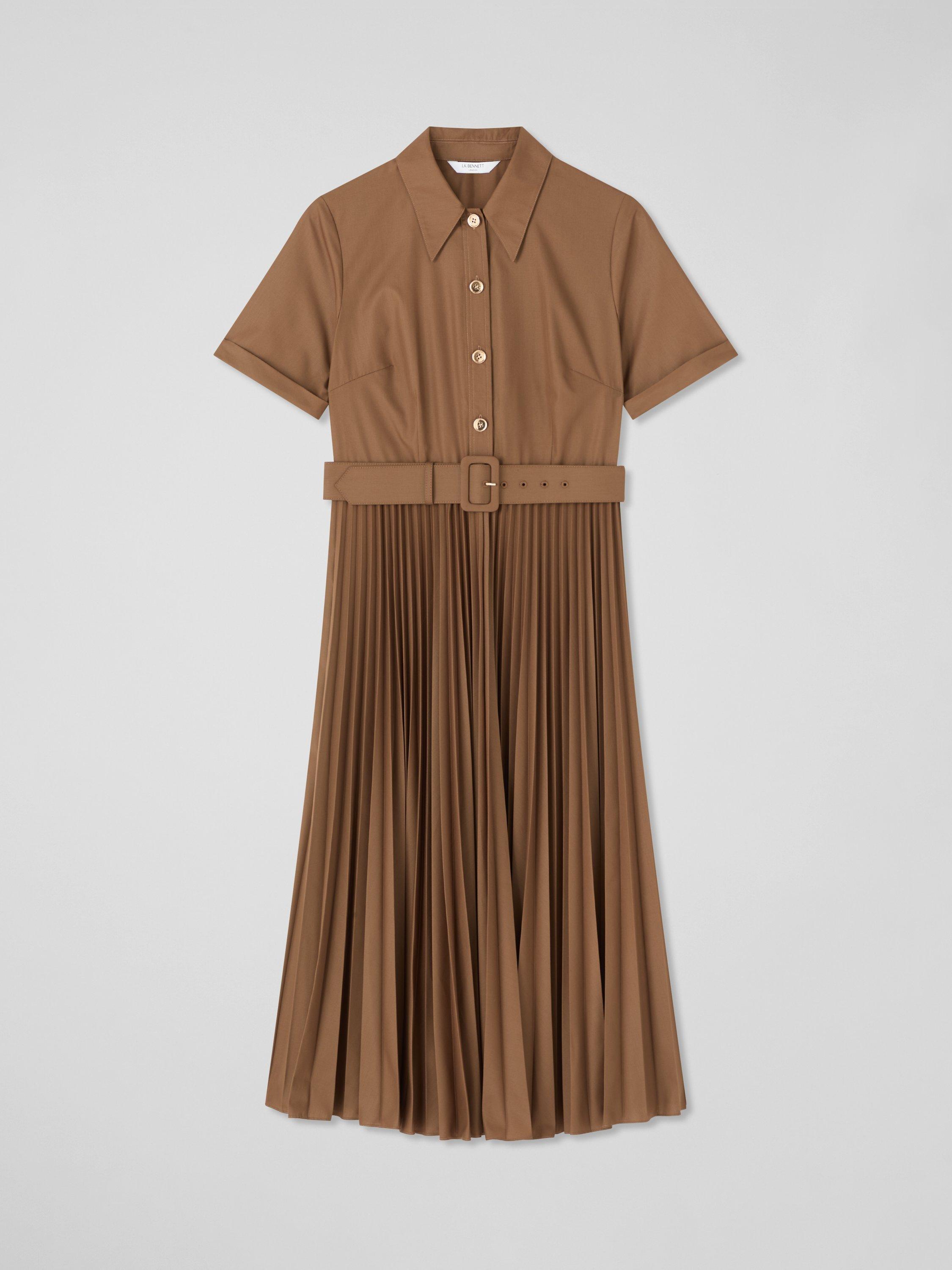Product image 5 of 5, which shows L.K.Bennett Cally Shirt Dress, Cocoa, 18