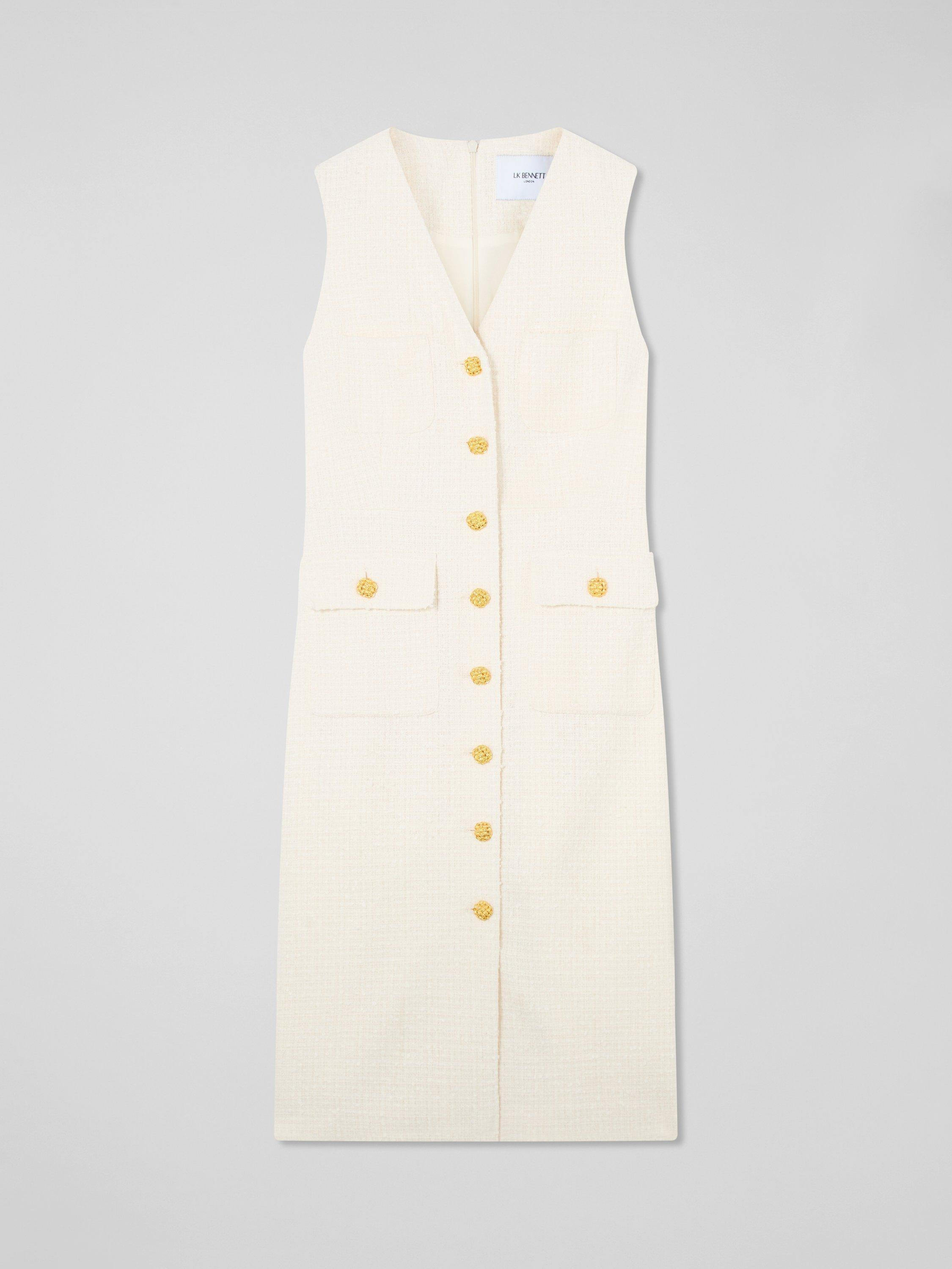 Product image 1 of 1, which shows L.K.Bennett Petite Vita Sleeveless Dress, Cream, 6
